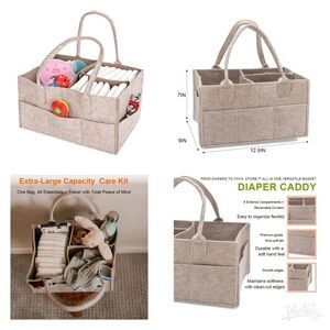 Unlisted Felt Diaper Caddy Organizer - Tan